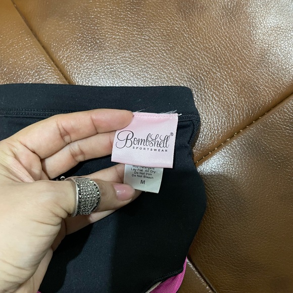 Bombshell Black and Pink Racerback Sports Bra - Picture 5 of 5